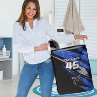 Personalized Extreme Motocross Laundry Basket with Blue Rider – Dirt Bike Racing Design - Wonder Print Shop