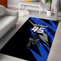 Personalized Extreme Motocross Area Rug with Blue Rider – Dirt Bike Racing Design - Wonder Print Shop