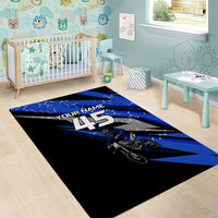 Personalized Extreme Motocross Area Rug with Blue Rider – Dirt Bike Racing Design - Wonder Print Shop