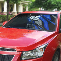 Personalized Extreme Motocross Auto Sun Shade with Blue Rider – Dirt Bike Racing Design - Wonder Print Shop