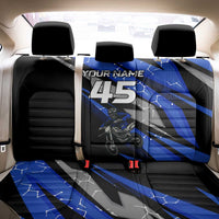 Personalized Extreme Motocross Back Car Seat Cover with Blue Rider – Dirt Bike Racing Design - Wonder Print Shop