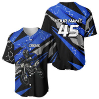 Personalized Extreme Motocross Baseball Jersey with Blue Rider – Dirt Bike Racing Design - Wonder Print Shop