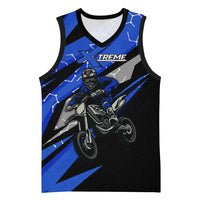 Personalized Extreme Motocross Basketball Jersey with Blue Rider – Dirt Bike Racing Design - Wonder Print Shop