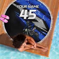 Personalized Extreme Motocross Beach Blanket with Blue Rider – Dirt Bike Racing Design - Wonder Print Shop