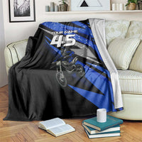 Personalized Extreme Motocross Blanket with Blue Rider – Dirt Bike Racing Design - Wonder Print Shop