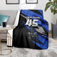 Personalized Extreme Motocross Blanket with Blue Rider – Dirt Bike Racing Design - Wonder Print Shop