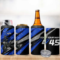 Personalized Extreme Motocross 4 in 1 Can Cooler Tumbler with Blue Rider – Dirt Bike Racing Design - Wonder Print Shop