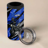 Personalized Extreme Motocross 4 in 1 Can Cooler Tumbler with Blue Rider – Dirt Bike Racing Design - Wonder Print Shop