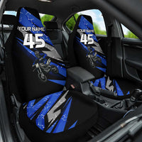 Personalized Extreme Motocross Car Seat Cover with Blue Rider – Dirt Bike Racing Design - Wonder Print Shop