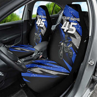 Personalized Extreme Motocross Car Seat Cover with Blue Rider – Dirt Bike Racing Design - Wonder Print Shop