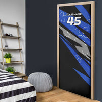 Personalized Extreme Motocross Door Cover with Blue Rider – Dirt Bike Racing Design - Wonder Print Shop