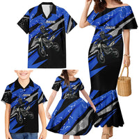 Personalized Extreme Motocross Family Matching Mermaid Dress and Hawaiian Shirt with Blue Rider – Dirt Bike Racing Design - Wonder Print Shop