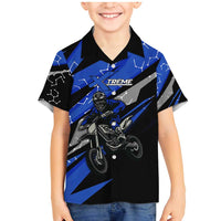 Personalized Extreme Motocross Family Matching Mermaid Dress and Hawaiian Shirt with Blue Rider – Dirt Bike Racing Design - Wonder Print Shop