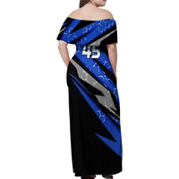 Personalized Extreme Motocross Family Matching Off Shoulder Maxi Dress and Hawaiian Shirt with Blue Rider – Dirt Bike Racing Design - Wonder Print Shop