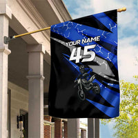 Personalized Extreme Motocross Garden Flag with Blue Rider – Dirt Bike Racing Design - Wonder Print Shop