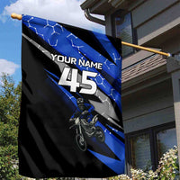Personalized Extreme Motocross Garden Flag with Blue Rider – Dirt Bike Racing Design - Wonder Print Shop