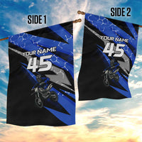 Personalized Extreme Motocross Garden Flag with Blue Rider – Dirt Bike Racing Design - Wonder Print Shop