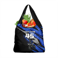 Personalized Extreme Motocross Grocery Bag with Blue Rider – Dirt Bike Racing Design - Wonder Print Shop