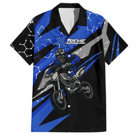 Personalized Extreme Motocross Hawaiian Shirt with Blue Rider – Dirt Bike Racing Design - Wonder Print Shop