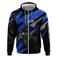 Personalized Extreme Motocross Hoodie with Blue Rider – Dirt Bike Racing Design - Wonder Print Shop