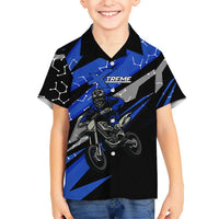 Personalized Extreme Motocross Kid Hawaiian Shirt with Blue Rider – Dirt Bike Racing Design - Wonder Print Shop