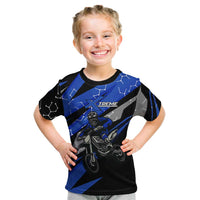 Personalized Extreme Motocross Kid T Shirt with Blue Rider – Dirt Bike Racing Design - Wonder Print Shop