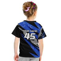Personalized Extreme Motocross Kid T Shirt with Blue Rider – Dirt Bike Racing Design - Wonder Print Shop