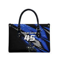 Personalized Extreme Motocross Leather Bag with Blue Rider – Dirt Bike Racing Design - Wonder Print Shop
