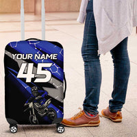 Personalized Extreme Motocross Luggage Cover with Blue Rider – Dirt Bike Racing Design - Wonder Print Shop