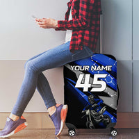 Personalized Extreme Motocross Luggage Cover with Blue Rider – Dirt Bike Racing Design - Wonder Print Shop