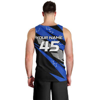 Personalized Extreme Motocross Men Tank Top with Blue Rider – Dirt Bike Racing Design - Wonder Print Shop