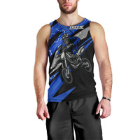 Personalized Extreme Motocross Men Tank Top with Blue Rider – Dirt Bike Racing Design - Wonder Print Shop