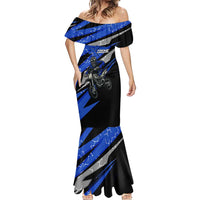 Personalized Extreme Motocross Mermaid Dress with Blue Rider – Dirt Bike Racing Design - Wonder Print Shop
