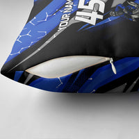 Personalized Extreme Motocross Pillow Cover with Blue Rider – Dirt Bike Racing Design - Wonder Print Shop