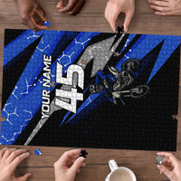 Personalized Extreme Motocross Puzzle with Blue Rider – Dirt Bike Racing Design - Wonder Print Shop