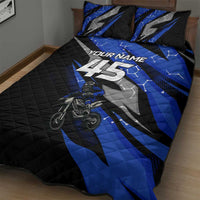 Personalized Extreme Motocross Quilt Bed Set with Blue Rider – Dirt Bike Racing Design - Wonder Print Shop