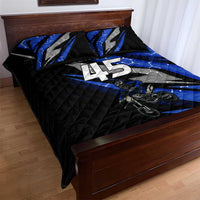 Personalized Extreme Motocross Quilt Bed Set with Blue Rider – Dirt Bike Racing Design - Wonder Print Shop