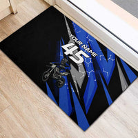 Personalized Extreme Motocross Rubber Doormat with Blue Rider – Dirt Bike Racing Design - Wonder Print Shop