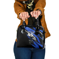 Personalized Extreme Motocross Shoulder Handbag with Blue Rider – Dirt Bike Racing Design - Wonder Print Shop