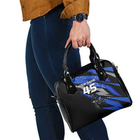 Personalized Extreme Motocross Shoulder Handbag with Blue Rider – Dirt Bike Racing Design - Wonder Print Shop
