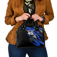 Personalized Extreme Motocross Shoulder Handbag with Blue Rider – Dirt Bike Racing Design - Wonder Print Shop