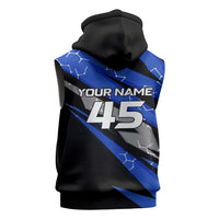 Personalized Extreme Motocross Sleeveless Zip Hoodie with Blue Rider – Dirt Bike Racing Design - Wonder Print Shop