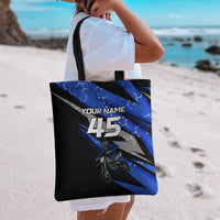 Personalized Extreme Motocross Tote Bag with Blue Rider – Dirt Bike Racing Design - Wonder Print Shop