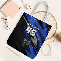 Personalized Extreme Motocross Tote Bag with Blue Rider – Dirt Bike Racing Design - Wonder Print Shop