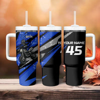 Personalized Extreme Motocross Tumbler With Handle with Blue Rider – Dirt Bike Racing Design - Wonder Print Shop