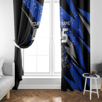 Personalized Extreme Motocross Window Curtain with Blue Rider – Dirt Bike Racing Design - Wonder Print Shop