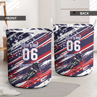 Personalized Patriotic Motocross Laundry Basket with USA Flag Colors – Dirt Bike Racing Design - Wonder Print Shop