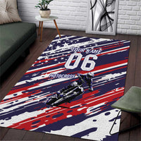 Personalized Patriotic Motocross Area Rug with USA Flag Colors – Dirt Bike Racing Design - Wonder Print Shop