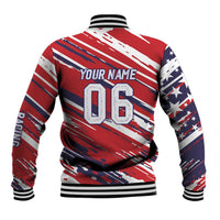 Personalized Patriotic Motocross Baseball Jacket with USA Flag Colors – Dirt Bike Racing Design - Wonder Print Shop