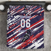 Personalized Patriotic Motocross Bedding Set with USA Flag Colors – Dirt Bike Racing Design - Wonder Print Shop